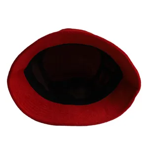 Red Color Customized Designer Patterned Terry Towelling Cloth Adjustable Women's Bucket Hats