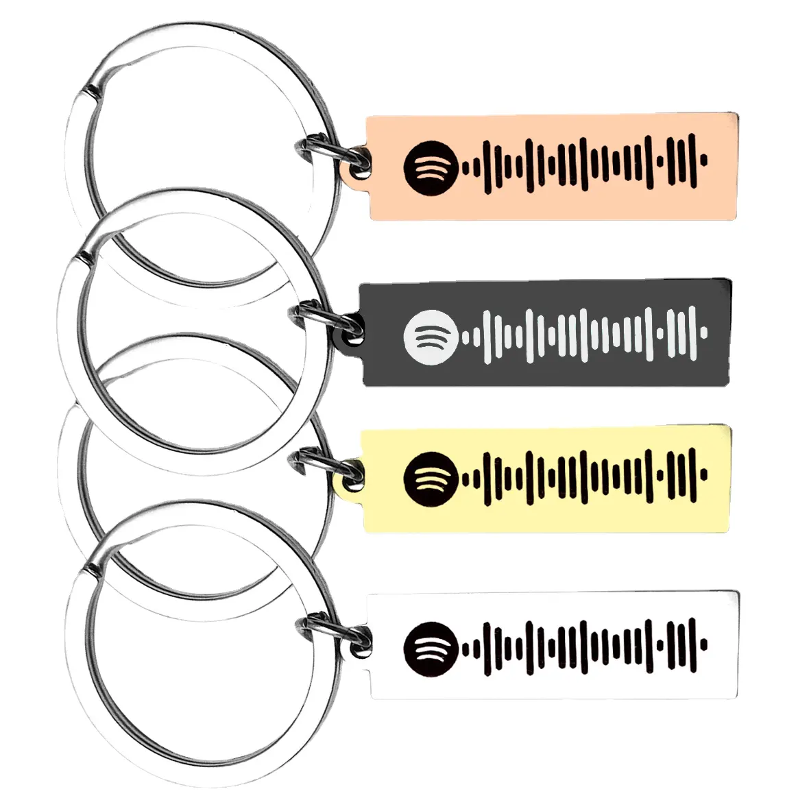 Hot diy lettrage spotify musique code de numérisation porte-clés en acier inoxydable