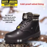 Bottes de travail de sécurité en cuir doublé polaire mi-coupe hiver anti-poussière imperméable chantier de construction Protection des pieds caractéristiques de travail chaudes