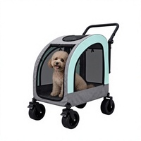Poussette pliable et respirante pour animaux de compagnie, chariot de transport fermé en maille à quatre roues pour voyages en extérieur
