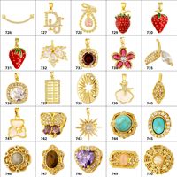 HD0178 Meilleure vente pendentif haut de gamme en or avec cœur lune lapin zircon en forme de coquille fleur fruit design en laiton durable