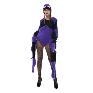 Costume da <span class=keywords><strong>Ragno</strong></span> Peloso Viola per <span class=keywords><strong>Donna</strong></span>, con Zampe e Cappello da Mostro, per Halloween, Travestimento da Insetto Spaventoso per Feste in Maschera - Product Image 2