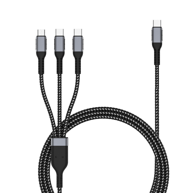 100W E-Marker Chip USB C Super Charge 3 in 1 USB Cable Fast Charge 8 Pin Micro Laptop Type C Cable