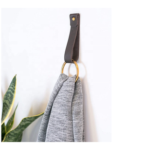 2021 YY Crochet <span class=keywords><strong>mural</strong></span> en cuir moyen pour <span class=keywords><strong>porte</strong></span>-serviettes de salle de bain - Product Image 2