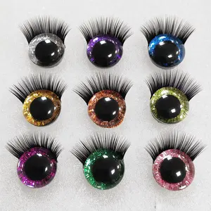 12mm Plastic ABS Safety Glitter Eye With Eyelash Doll Puppet Accessories Stuffed Toy Eye Accessory Parts
