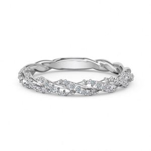 Dylam Exclusive Design High Jewel Rhodium Plated <b>925</b> Sterling <b>Silver</b> 0.245ct D VVS1 Moissanite Twisted Interlock Band <b>Rings</b> - Product Image 1