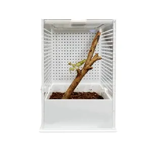 Acryl-behälter haustier-präsentationsbox raupen-schlange-käfig atmungsaktiv groß acryl-schiebe-abdeckung transparente haustier-box