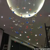 Lumière LED papillon en verre suspendue pour cloison d'escalier avec garantie de 3 ans, décoration à montage souple pour vitrine de centre commercial