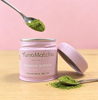 Boîte à thé en métal de luxe rose mat 30g 50g pour poudre de matcha avec joint intérieur hermétique, petits sachets en aluminium pour le fond des boîtes à matcha