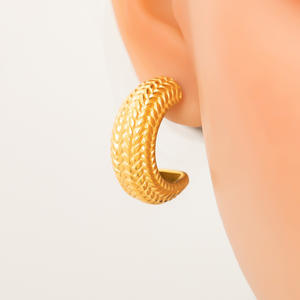 <b>Stud</b> Earrings 18K Gold <b>Titanium</b> Steel Irregular U Shaped Geometric Design For Women Fashion Jewelry - Product Image 4