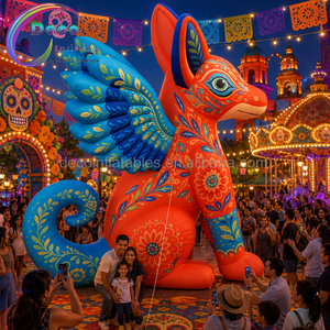 Modelo de Zorro Volador Inflable <span class=keywords><strong>para</strong></span> Exteriores con Patrón Floral, Animal Sentado Decorativo <span class=keywords><strong>para</strong></span> Parques Temáticos y Desfiles Culturales - Product Image 3
