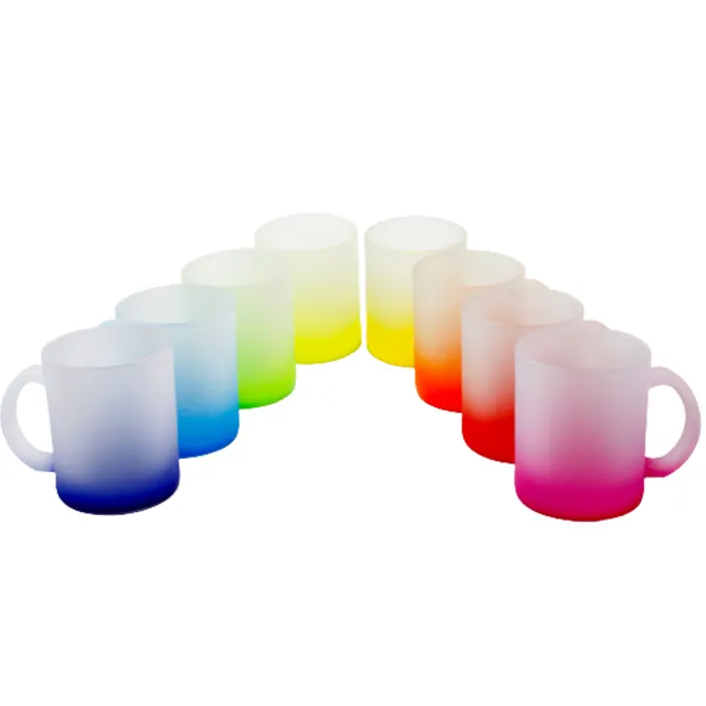 Cốc Cho Trống Gradient Glass Mug Frosted Glass Thăng Hoa Tumbler Đầy Màu Sắc In Ấn Thủy Tinh Tùy Chỉnh Bia 11Oz Mug