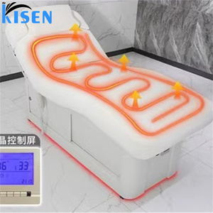 Table de spa blanche Kisen, design simple et élégant en forme de S, nouvelle conception, chaise de beauté pour femmes, lit de massage facial confortable pour les cils - Product Image 1