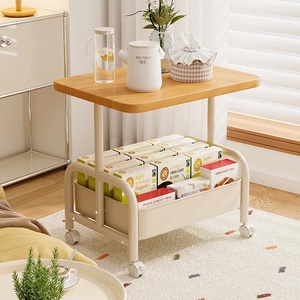 Tavolino moderno in <span class=keywords><strong>legno</strong></span> a doppio strato <span class=keywords><strong>con</strong></span> tavolino rimovibile e ripiano per soggiorno o camera da letto - Product Image 2