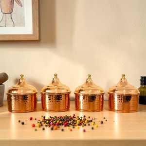Boîte de rangement artisanale en cuivre martelé avec couvercle, pot à épices décoratif pour garde-manger, thé, café et fruits secs - Product Image 5