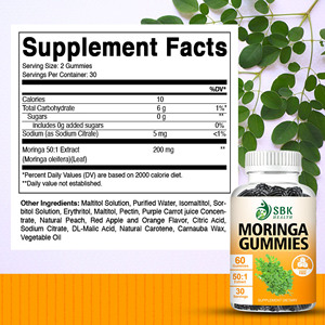 Gummies sans sucre OEM ODM au Moringa avec extrait de Moringa 50:1 pour stimuler le métabolisme et l'énergie, soutenir le système immunitaire et l'action antioxydante - Product Image 2