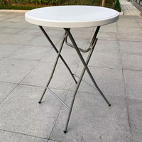 Tables de cocktail pliantes rondes en plastique blanc de haute qualité, design moderne, hauteur 80 cm, pour événements