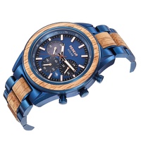 Reloj Cronógrafo de Acero Inoxidable, Nuevo Diseño, de Madera, para Hombre, con Movimiento Seiko de Lujo, Esfera de Cristal, Edición Limitada