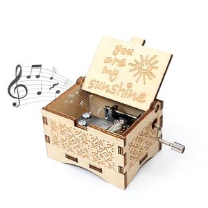 ZY You Are My <strong>Sunshine</strong> Engraved Vintage Rectangle Wooden Music Box-Hand Cranked <strong>Gifts</strong> for Lovers - Product Image 1