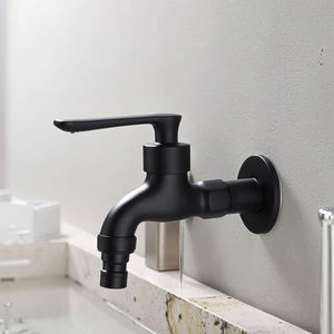 Robinet mural <span class=keywords><strong>en</strong></span> laiton poli noir NES-JD1 avec poignée <span class=keywords><strong>en</strong></span> <span class=keywords><strong>zinc</strong></span> pour machine à laver/lavabo et évier à serpillière - Product Image 4