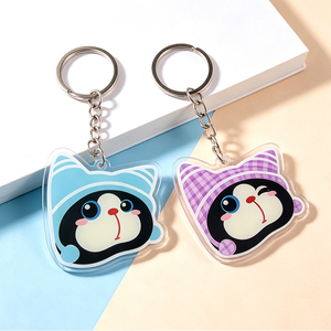 Spot Wholesale Cat Head <b>Keychain</b> Hat PVC UV Printed Scratch-Resistant Wear-Resistant Double-Sided Printing Personality Pendant - Product Image 3