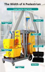 Chariot de ménage en plastique à 4 roues avec une capacité de 200 lb et un sac pour le personnel de ménage (marque HM) - Product Image 3