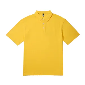 Polo de golf imprimé en 3D pour hommes 100% coton lourd couleur unie à manches courtes style formel polo uniforme