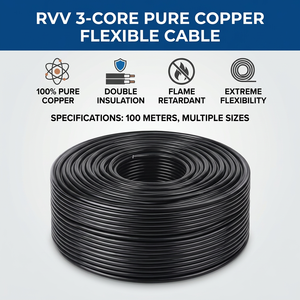 Câble flexible noir ChengtianTai RVV à âme en cuivre, isolation/<span class=keywords><strong>gaine</strong></span> en PVC, 300/500V, 2 AWG - Product Image 4