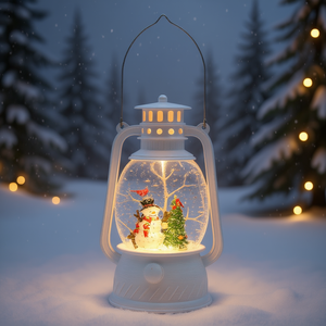Lanterne de Noël Db, bonhomme de neige, arbre, 4,7x4,7x8,3 pouces, en résine plastique, lumière LED, minuterie, décoration intérieure et extérieure - Product Image 2
