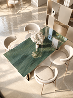 Table à manger moderne en marbre vert, meubles de salle à manger durables pour appartement, hôtel, villa