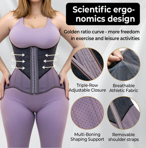 <span class=keywords><strong>Ceinture</strong></span> de maintien lombaire en latex réglable, respirante et durable avec baleines souples à haute compression pour mariage et fitness - Product Image 2