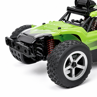 Voiture télécommandée RC Desert Buggy verte avec pneus tout-terrain surdimensionnés, cage de sécurité, fonction 'Suivez-moi' 50m, prête à l'emploi, modèle intérieur/extérieur, pour les 5-14 ans, en métal, échelle 1:12