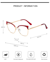 MS 95286 Lunettes œil de chat à monture ronde vintage transparentes pour lunettes en verre PC avec style rétro