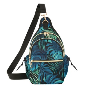 New Arrival Tropical Leaves Custom Print Single Shoulder Bag Sports Waterproof <b>Chest</b> Bag <b>Small</b> Crossbody Bag Travel Bag for Men - Product Image 1