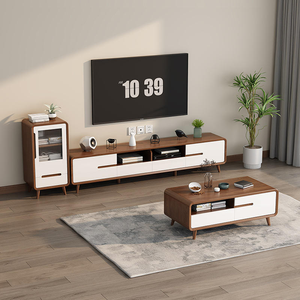 Modern Nordic Style Solid Wood Multifunctional TV Stand <b>Storage</b> Drawers Living Room Coffee <b>Table</b> Media <b>Console</b> Home Furniture - Product Image 3