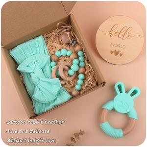 Kit de Regalo para Baby Shower, Juguetes de Dentición de Madera y Silicona, Clip para Sujetar Chupetes, Caja de Regalo Completa para Recién Nacidos, Niños y Niñas - Product Image 3