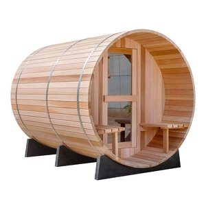 Alphasauna Cedro rojo occidental tipo nórdico al aire libre Sauna barril con fuera de asiento - Product Image 1