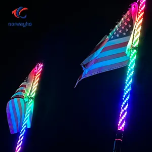 Led Whip Lights RGB Chasing LED Whip Antenna Flag for ATV UTV Off Road LED Multi Color Dance Whip