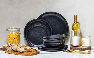 Juego de vajilla de Melamina negra de lujo de 12 piezas - Product Image 6