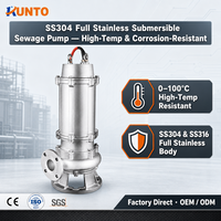 Pompa Air Limbah Submersible 1HP Stainless Steel Tahan Asam Pompa Lumpur Tekanan Tinggi Irigasi Pertanian OEM 50WQP10-10-0.75