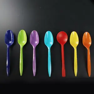 Eavy-cucharas de plástico para postre, cuchara de plástico naranja para miel