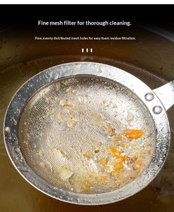 Cuillère écumoire en acier inoxydable à mailles fines pour graisse et mousse, avec poignée, outil de cuisine, vente en gros - Product Image 6