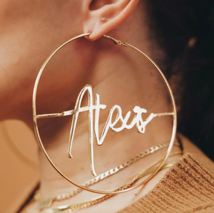 Pendientes <span class=keywords><strong>de</strong></span> Aro Grandes <span class=keywords><strong>de</strong></span> Acero Inoxidable Jietao con Baño <span class=keywords><strong>de</strong></span> Oro <span class=keywords><strong>de</strong></span> 18K y Placa <span class=keywords><strong>de</strong></span> Nombre Personalizada, Joyería Hip Hop <span class=keywords><strong>de</strong></span> Gran Impacto - Product Image 2