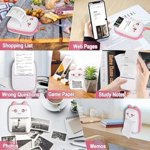 Mini imprimante à autocollants, imprimante thermique portable avec 7 rouleaux de papier, imprimante intelligente sans encre Bluetooth compatible avec IOS et Android - Product Image 2