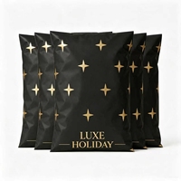 Sacs d'expédition en polybulle écologiques, imperméables et durables, noirs et dorés, élégants, avec motif étoilé personnalisé pour l'emballage de Noël