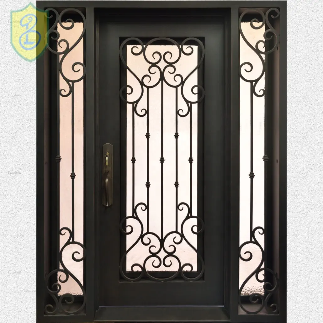 Make in china wrought iron double entry doors used wrought iron safety door gate windows design for home