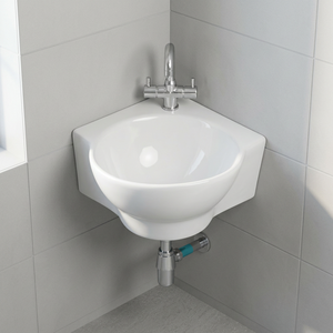 Lavabo Redondo de Cerámica para Colgar en la Pared, Lavamanos de Grado Hospitalario para Proyectos de Baños Comerciales de Hoteles de Lujo - Product Image 4