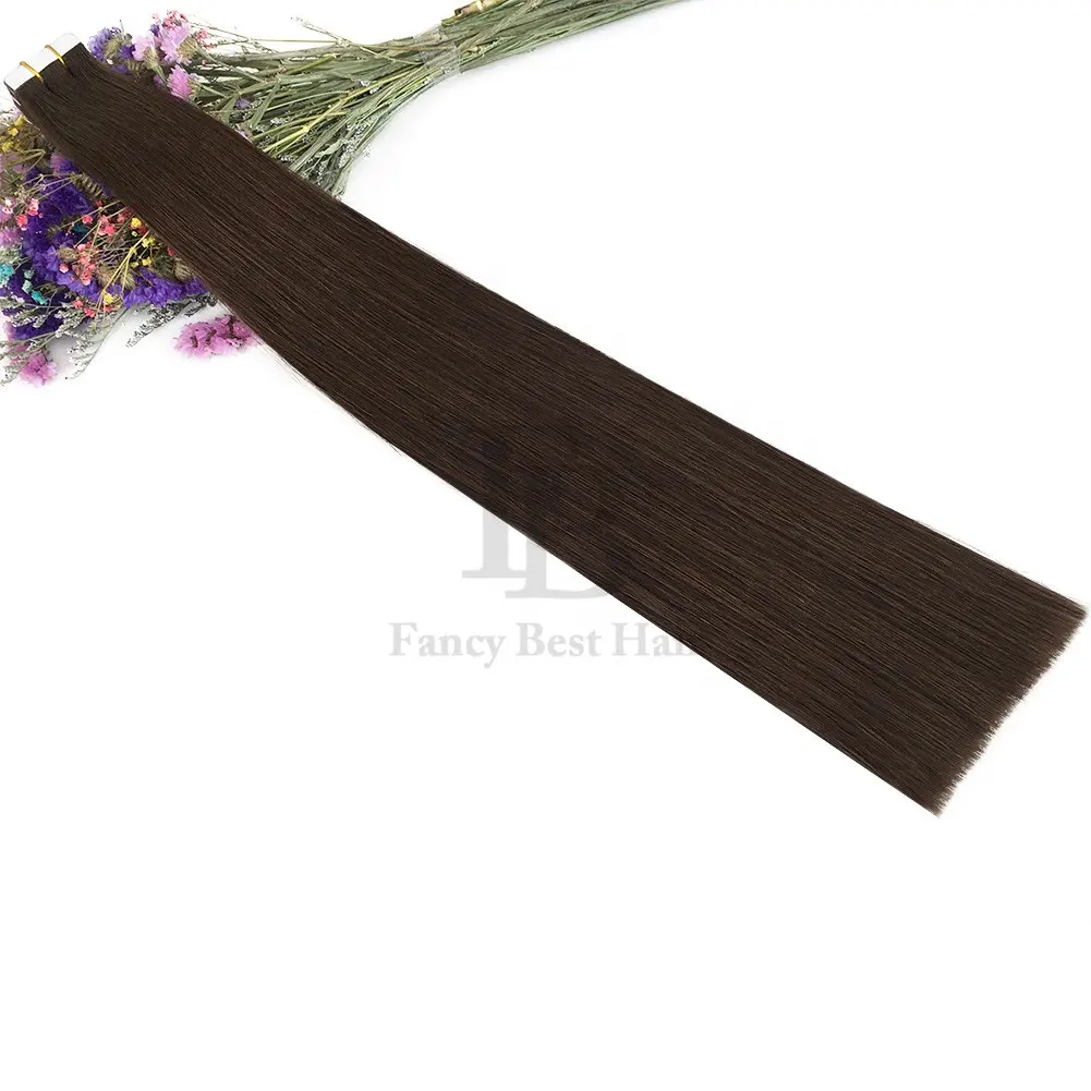 Wholesale Dark Brown #4 Double Drawn Remy Skin Weft Tape Hair Extensions Double Drawn Tape In Hair Extensions Human Hair