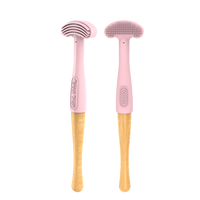 Grattoir à langue en bois et silicone, brosse de nettoyage buccal à usage domestique, modèle ACC-148, logo personnalisé, vente en gros, fabrication directe usine