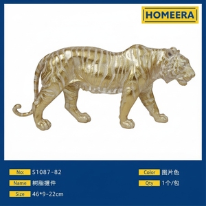 Commercio all'ingrosso 8 pezzi Art déco figurine di tigre 46x9x22cm legno decorativo in resina per soggiorno decorazione della casa stile artigianale - Product Image 1